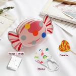 PU Lederen Messenger Kinderen Tas, Meisjes Handtas, Kinderen Cross Body Tassen, met Ritssluiting, voor Feest, Winkelen, Fotografie, Performance (Roze, Snoep)