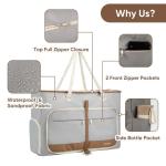 Vinstatin Grote strandtas voor dames, lichte, veelzijdige shopper met ritssluiting, waterdichte zwemtas, draagtas, saunatas, draagtas voor strand, reizen, familie, grijs
