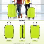 BEIBYE Koffer met harde schaal, trolley, rolkoffer, reiskoffer, veiligheid, cijferslot, dubbele wielen, ABS-materiaal, handbagage, 4 wielen, M-L-XL-set, groen