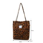 Koord Tas Womens Grote Corduroy Tote Bag Vrouwen Schouder Handtassen voor School Winkelen Werk College Casual, Leo (stad), 40x35x11 cm, Shopper
