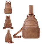 Kleine rugzak voor dames, elegante waterdichte schooltas, dagrugzak, mini lederen rugzak voor dames, rugzak, tas, 2-in-1 tienermeisjes, schooltassen, bruin