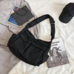 Chirest Messenger-tas, grote hobo-schoudertas met meerdere zakken, canvas schoudertas voor dames en heren