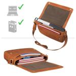 Zakelijke tassen heren lederen laptoptas dames 'San Diego' lederen schouder platte vintage aktetas echt leer voor 15 inch notebook, Texas Bruin, Medium