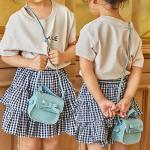 PU Lederen Messenger Kinderen Tas, Crossbody Tas met Strik, Meisjes Handtas met Strik, voor Feest, Winkelen, Fotografie, Performance (Lichtblauw)