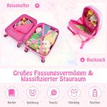 DREAMADE 2-delige kinderkoffer & rugzak, kinderkofferset, kindertrolley, handbagage, reisbagage, harde koffer voor kinderen, Roze uil, kinderkoffer set