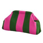 Onderarmtas, clutch, portemonnees, geweven gehaakte handtassen, knoedels, handgemaakt, colorblock clip tas voor dames, zomer, reizen, strand, tas, groen en roze gestreept