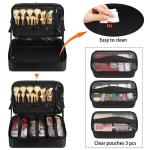 Extra grote cosmeticakoffer, professionele make-upkoffer voor make-up-kunstenaars, dubbellaagse XL cosmetische reiskoffer voor cosmetica met 3 afneembare vakken en 3 make-upvakken,