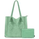 Tote Bag Dames Corduroy shopper tas dames grote schoudertas handtas dames met cosmeticatas voor winkelen, werken, reizen en school, lichtgroen