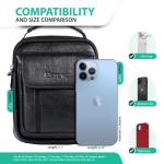 hengwin Lederen schoudertas voor heren, kleine schoudertas voor mannen, zakelijke tas, messenger bag, polstas, mobiele telefoon, riemtas, reistas met riem lus