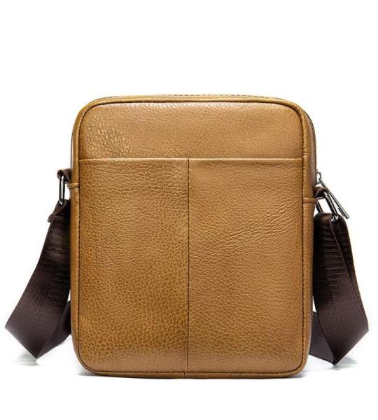 CHDWEY Umhängetaschen für Herren Mode Männer Umhängetasche for Männer Echtes Leder Handtasche Kleine Männliche Messenger Messenger Kleine Telefon Crossbody Taschen(Bruin)