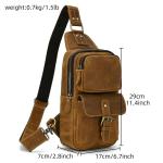 newsbirds Heren echt lederen borsttas schoudertas sport outdoor schoudertas wandelrugzak, 9331 lichtbruin, Retro