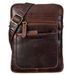 LEABAGS Leren schoudertas voor dames en heren, messenger bag met schouderriem, schoudertas, werktas, draagtas, handtas, echt lederen tas, kow saddle horse, Koe Saddle Paard, Boheem