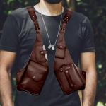 Gkumgwo Anti-Diebstahl-Geschirr aus Leder – verstellbares Geschirr, Geldbörse, mittelalterliches Retro, Handy-Tasche für Männer und Frauen, verstellbarer PU-Lederriemen, Brief