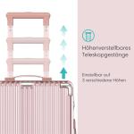 Voyagoux Koffer handbagage - harde koffer groot, TSA-slot, ABS, 4 x 360° wielen, robuust en lichtgewicht, roze goud