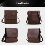 Leathario Leren schoudertas voor heren, messgerbag, leren tas voor business, retro