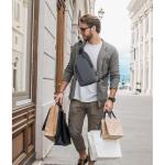 Borstzak, sling bag voor heren, kleine schoudertas, outdoor, waterdicht, casual herentas, lichte riemtas voor werk, reizen, wandelen, dagelijks gebruik enz., donkergrijs, Eenvoudig