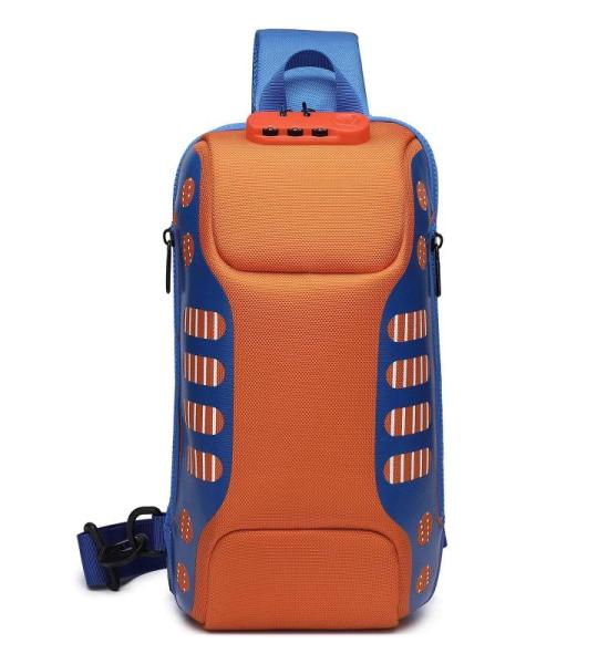 FANDARE Diefstalbeveiliging, borsttas, slingrugzak, casual dagrugzak met USB, voor heren en dames, schoudertas, voor outdoor, sport, wandelen, fietsen, reizen, waterdicht polyester