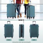 BEIBYE Koffer met harde schaal, trolley, rolkoffer, reiskoffer, veiligheid, cijferslot, dubbele wielen, ABS-materiaal, handbagage, 4 wielen, M-L-XL-set, donkergroen