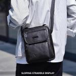 Hjkiopc Schoudertas heren schoudertas crossbody mobiele telefoon tas messenger bag heren tas shulder bag lederen borstzak, C-Zwart, Retro