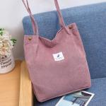 Schoudertas voor dames, grote corduroy tas, handtas, shopper, hengseltas voor universiteit, werk, meisjes, school, bruin, A-roze, 40*35*11