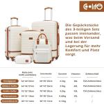 COOLIFE Koffer trolley koffer reiskoffer van ABS hard shell trolley 4 wielen TSA-slot De koffer bevat 1 reisrugzak en 1 toilettas, grijs/roze, Prachtige casual reisset
