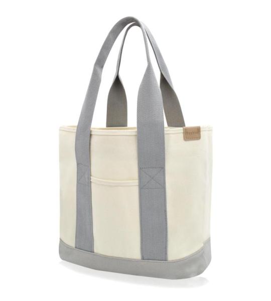 Middelgrote handtas voor dames, canvas, tas, schoudertas, shopper voor boeken, dagelijks gebruik, werk, grijswit, M(33cmx30cmx16cm)