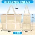 Grote strandtas van mesh voor dames, draagbaar, XXL familie, strandtas voor dames, opvouwbaar en herbruikbaar, grote nettas voor het strand, voor zand, zwemmen, reizen, winkelen, B