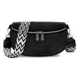 Schoudertas dames heuptas dames leer, crossbody bag dames brede riem, dames schoudertas buiktas dames stijlvol heuptas dames elegant, zwart