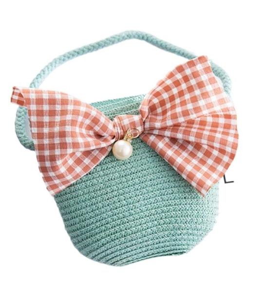 FJZFXKZL Strandtas, stro, handgemaakte zomer, kinderen, meisjes, schoudertas, bloemen, strotas, messengertas, kinderen, sleutel, muntzuip, mini handtas