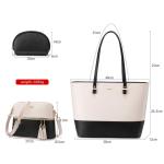 Handtas Dames Shopper Schoudertas Dames Handbags Set Women Grote Damestas Handtassen 3-Delige Set, Beige Zwart