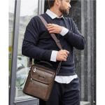 Hjkiopc Schoudertas heren schoudertas crossbody mobiele telefoon tas messenger bag heren tas shulder bag lederen borstzak, C-donkerbruin, Retro