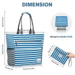 Grote strandtas voor vrouwen, waterdicht, zandbestendig, strandtas met make-uptas met ritszak (marineblauwe streep)