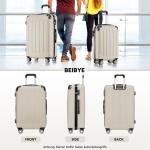 BEIBYE Koffer met harde schaal, trolley, rolkoffer, reiskoffer, veiligheid, cijferslot, dubbele wielen, ABS-materiaal, handbagage, 4 wielen, M-L-XL-set, Crème White, hardcase koff