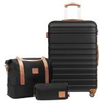 COOLIFE Koffer trolley koffer reiskoffer van ABS hard shell trolley 4 wielen TSA-slot de koffer bevat 1 reistas en 1 toilettas, zwart/bruin, vrije tijd, dames, reizen