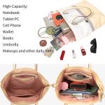 Handtas dames shopper grote damestas voor kantoor school winkelen, wit/grijs/geel., Shopper