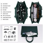 Laptoptassen voor dames 15,6 inch dameshandtassen, draagtas, grote werktassen, PU-lederen designerschoudertas voor zakelijk gebruik, winkelen en hogeschool, Groen, 15.6 inch, Weste