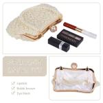 Dames Pearl Kralen Clutch Portemonnees Vintage Kristal Bruid Avondtas voor Bruiloft Cocktail Party Prom, Beige C