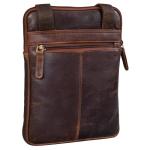 LEABAGS Leren schoudertas voor dames en heren, messenger bag met schouderriem, schoudertas, werktas, draagtas, handtas, echt lederen tas, kow saddle horse, Koe Saddle Paard, Boheem