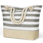 Dames Strandtas | Canvas Reistas | Grote Schoudertas met Touwhandvat voor Strand, Vakantie, Winkelen, Reizen (45 cm * 32 cm * 14 cm) Ankerpatroonontwerp (Blauw)