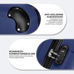 BEIBYE Koffer met harde schaal, trolley, rolkoffer, reiskoffer, veiligheid, cijferslot, dubbele wielen, ABS-materiaal, handbagage, 4 wielen, M-L-XL-set, donkerblauw