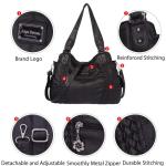 Ruime Mode Hobo Womens Handtassen Dames Portemonnee Satchel Schoudertassen Tote Gewassen Lederen Tas, Zwart, Eén maat