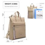 Dames Rugzak Mode Reisrugzak Lichtgewicht PU Schoudertas Vrouwen Waterdicht Casual Dagrugzak met Boho-chique Banden (Khaki)