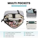 Elegante Damesrugzak, Waterdichte Daypack met 17,3" Laptopcompartiment, Anti-Theft Reisrugzak Geschikt voor Reizen, Universiteit, School en Kantoor, Beige Grijs