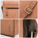 LEABAGS Leren schoudertas voor dames en heren, messenger bag met schouderriem, werktas, draagtas, handtas, echt lederen tas, Natuur Lichtbruin