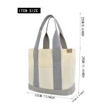 Middelgrote handtas voor dames, canvas, tas, schoudertas, shopper voor boeken, dagelijks gebruik, werk, grijswit, M(33cmx30cmx16cm)