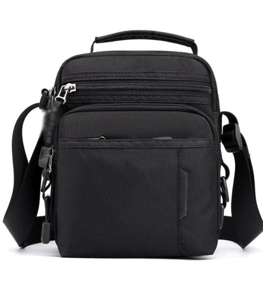 CHDWEY Umhängetaschen für Herren Modische Mehrtasche Nylon Umhängetasche Männer wasserdichte Patchwork Reißverschluss Weiche Crossbody Tasche Vielseitige Reisen Schwarze Handt