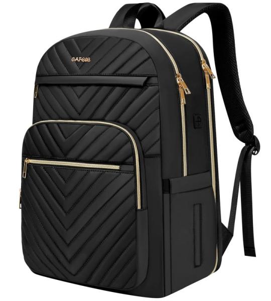 Laptop Rugzak 17.3 Inch Stijlvolle Daypack met USB-poort, Waterafstotende College Bookbag,Grote rugzak voor Reizen/Zakelijk/Vrouwen,Zwart