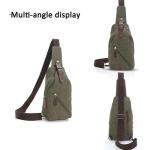 fandare Sling Bag met kopfhöreröffnung 9.7 inch iPad Studenten Party Outdoor multifunctioneel Schoudertas Dames/heren slijtvaste linnen, legergroen