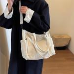 Tote Bag Shoppertas voor dames, grote handtas, corduroy, grote tas, beige, schoudertas, groot, dames, totes, esthetisch, voor universiteit, school, werk, kantoor, reizen, winkelen,