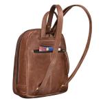 'Lia' Kleine Dagrugzak voor Vrouwen Leren Rugzak Vintage Handtas voor Stadswandeling Winkelen XS Rugzak Echt Leder, Kleur:messina - bruin